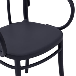 Set di 4 sedie NEWCASTLE in polipropilene antracite con braccioli, impilabili