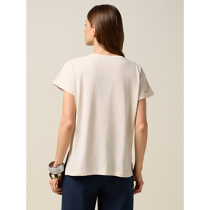 Oltre - Camiseta con bordado de pedrería - Blanco