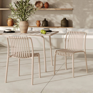 Lot de 2 chaises de jardin empilables en plastique beige - Duli