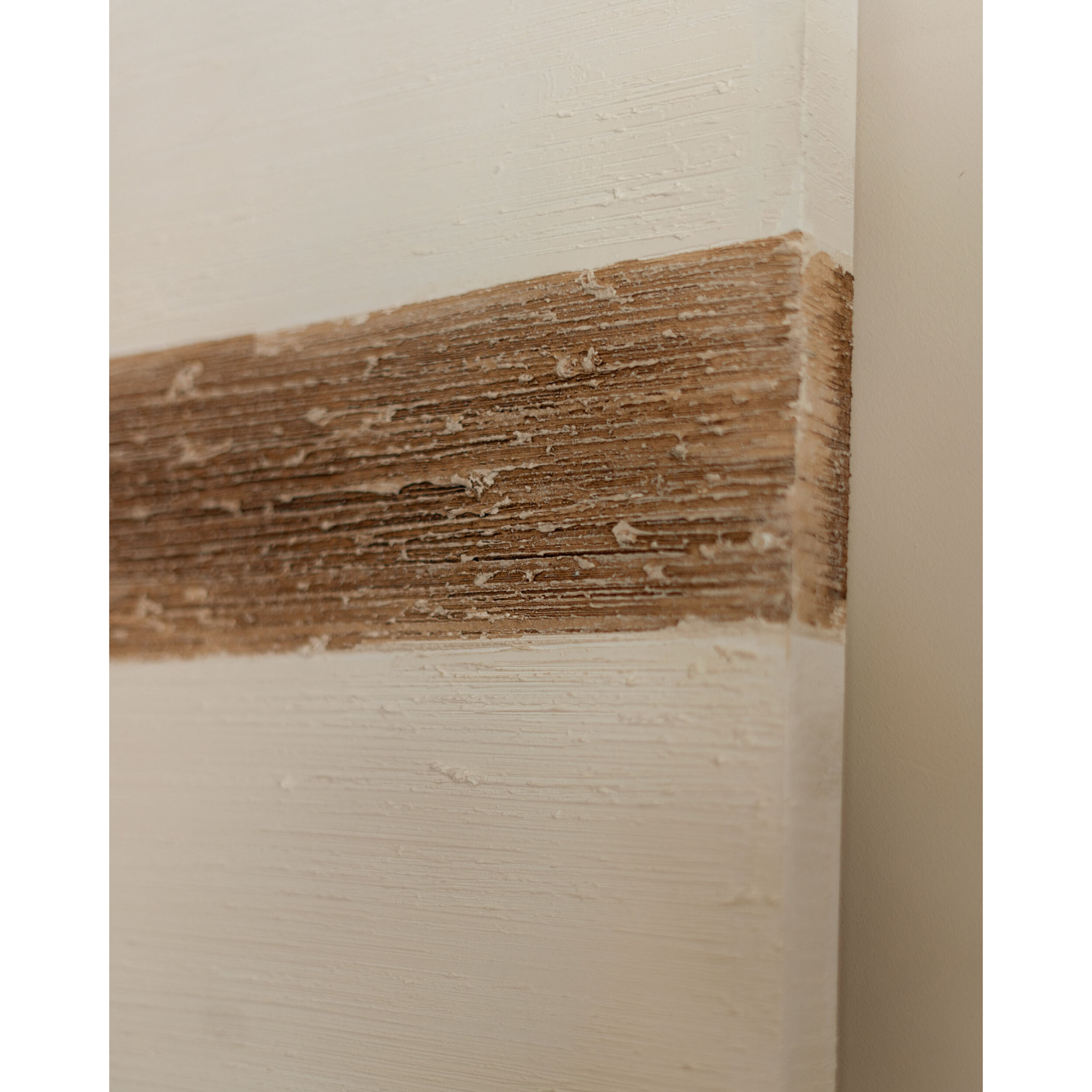 Tableau blanc et marron décoratif sur coton avec cadre en bois peint à la main à la peinture à l'huile en différentes tailles