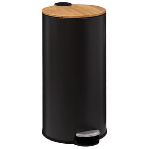 Poubelle couvercle bambou 30L "Modern Color" noir
