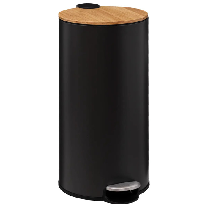 Poubelle couvercle bambou 30L "Modern Color" noir