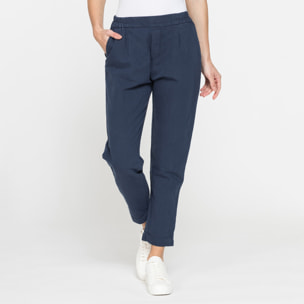 PANTALONI CROPPED IN MISTO LINO