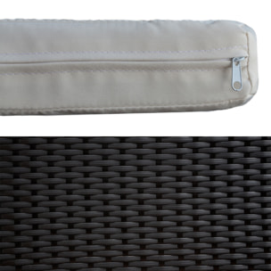 Salon de jardin CORFOU en résine tressée noire 4 places - coussins beige