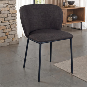 Lot de 4 chaises de salle à manger Tomasucci NENE', en tissu, marron foncé, marron, 60 × 56 × 76 cm