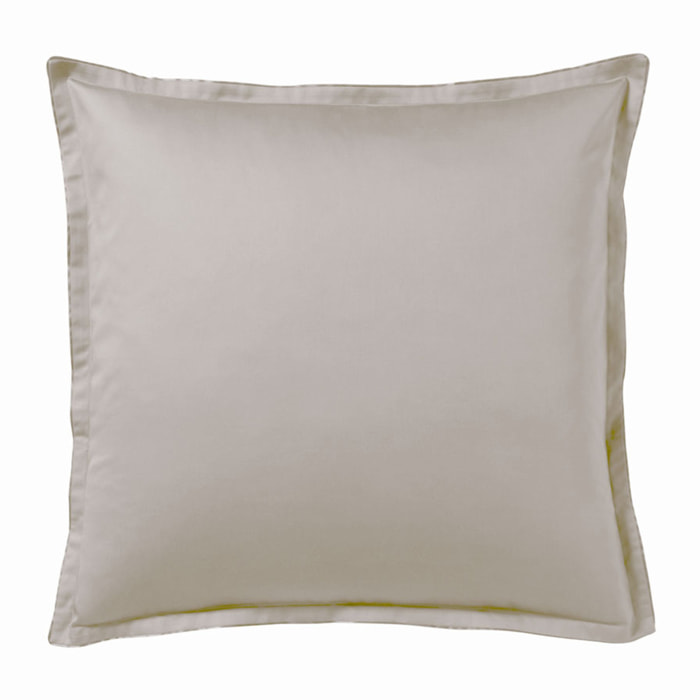 Taie d'oreiller unie en satin de coton bio, TEOPHILE, Taupe Gazelle