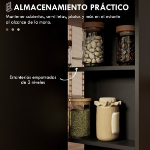 Mesa Plegable de Comedor Mesa de Cocina Plegable con Ruedas Alas Abatibles y Estantes Mesa Plegable para 4-6 Personas 75x140x74 cm Natural y Negro