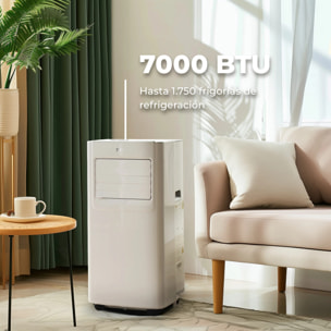 EVVO Aire Acondicionado Portatil 3 in 1 Clima P7, silencioso, 7.000 BTU, con Mando a Distancia, Superficie 15m2, Clase energética A, Blanco