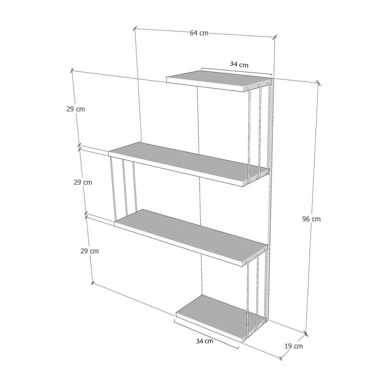 Mensola Dmannocc, Scaffale, Ripiano a muro, Scaffalatura multiuso, 64x19h96 cm, Bianco e Antracite