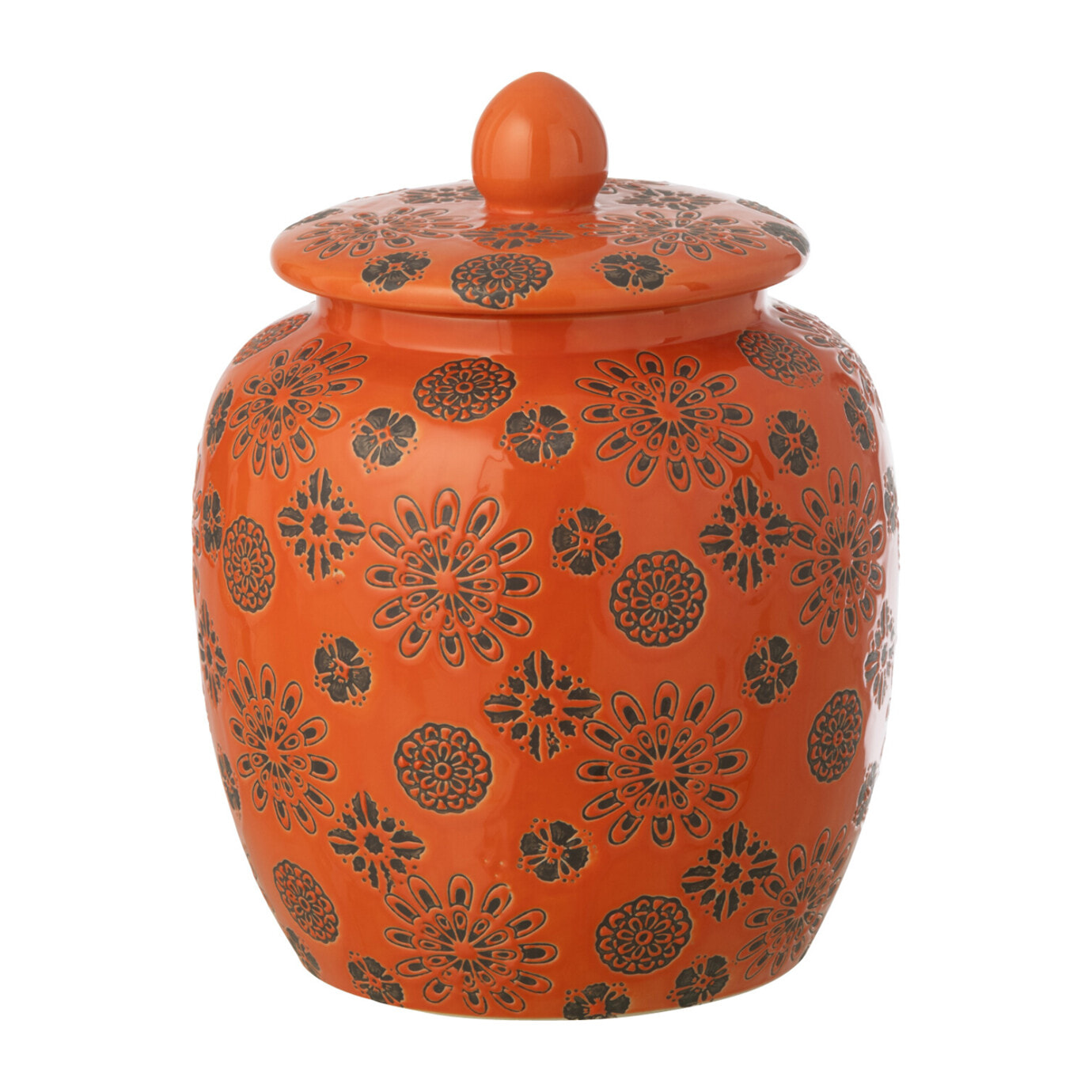 J-Line Pot décoratif Billy - porcelaine - orange/noir