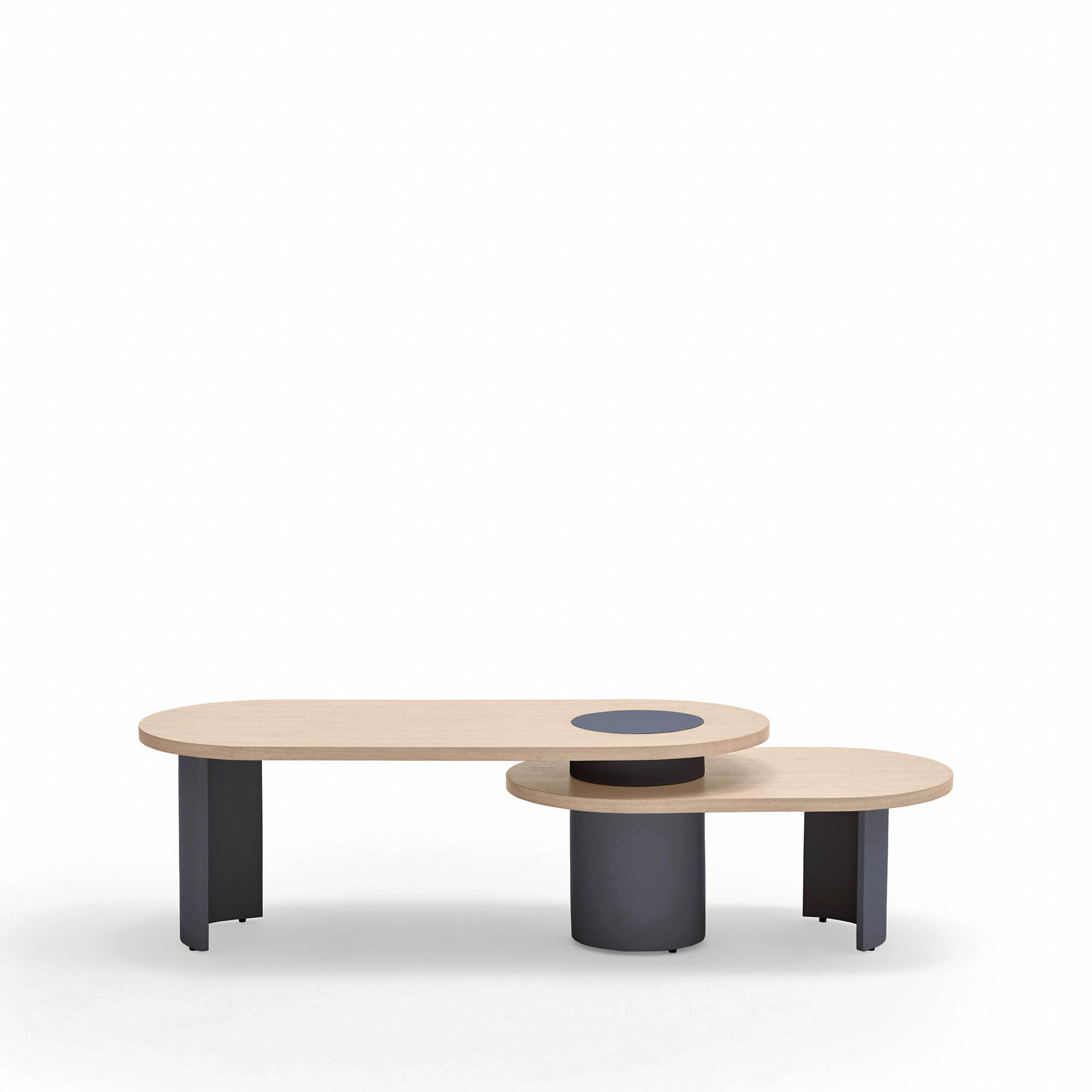 Mesa de centro Nori natural claro y patas azul oscuro
