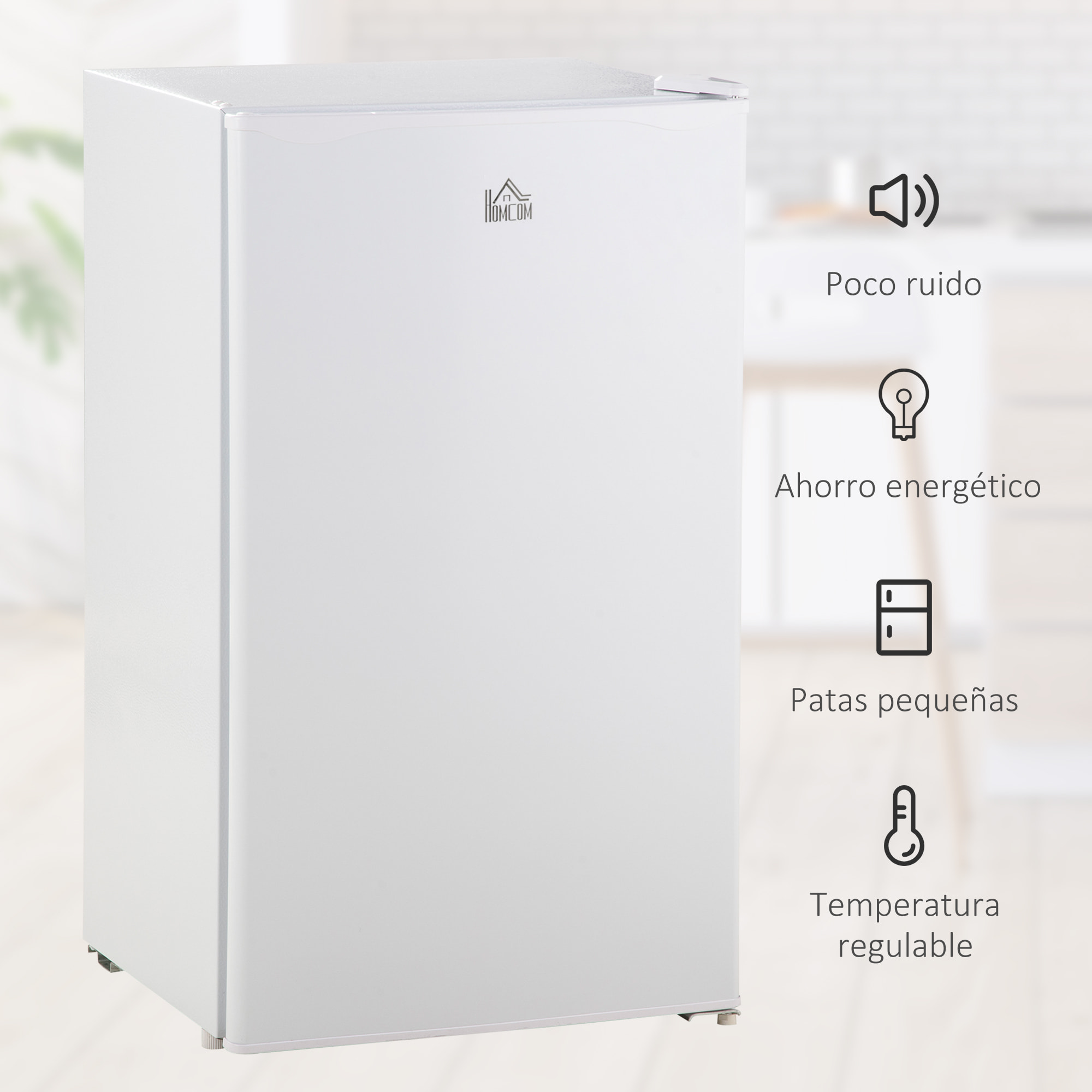 Nevera Pequeña 91 L con Congelador, Mini Frigorífico Silenciosa, Frigorífico Pequeño Bajo Encimera con Temperatura Regulable 5 Niveles, Puerta Reversible y Estantes Ajustables, Blanco
