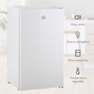 Nevera Pequeña 91 L con Congelador, Mini Frigorífico Silenciosa, Frigorífico Pequeño Bajo Encimera con Temperatura Regulable 5 Niveles, Puerta Reversible y Estantes Ajustables, Blanco