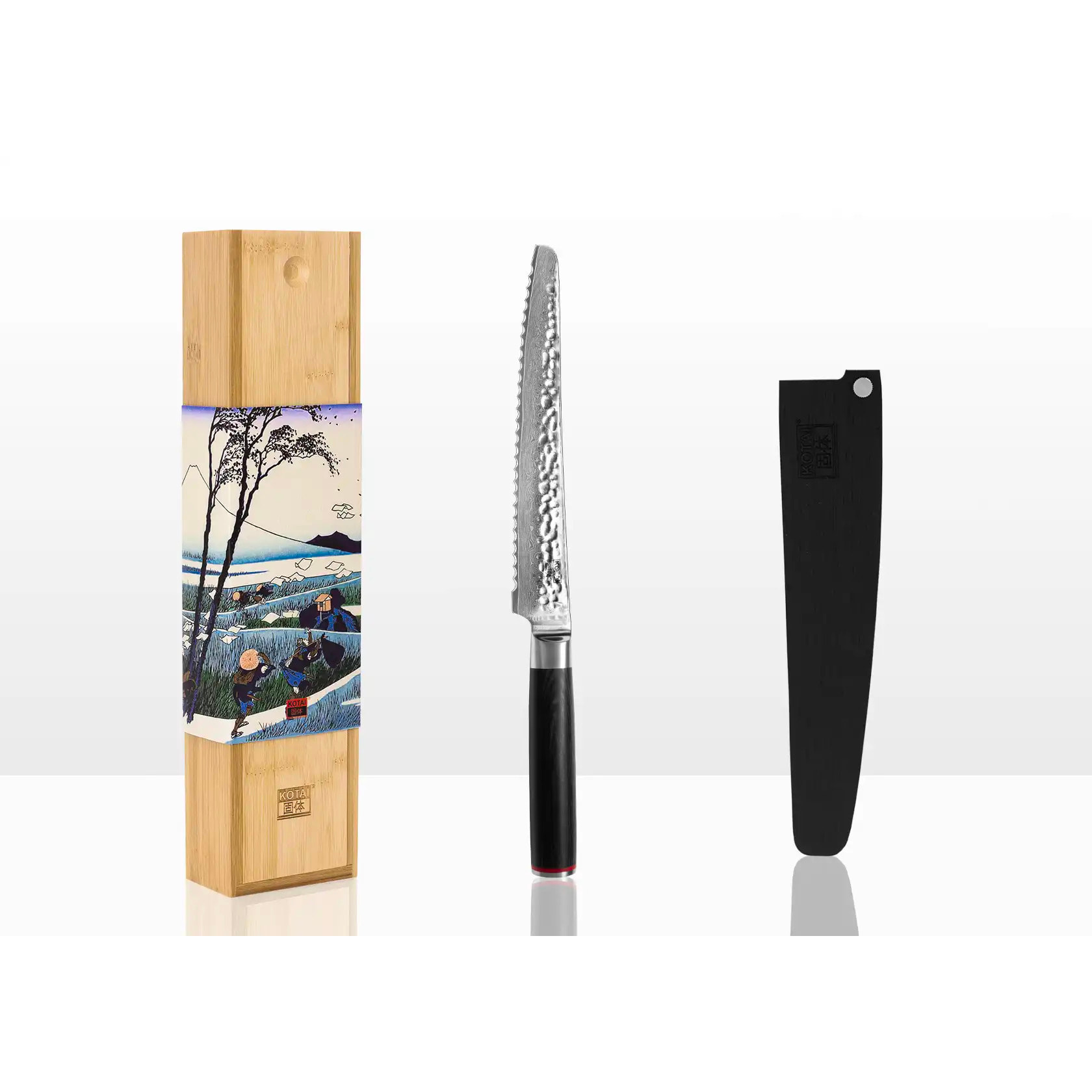 Coltello da pane seghettato | acciaio damasco | L: 20 cm