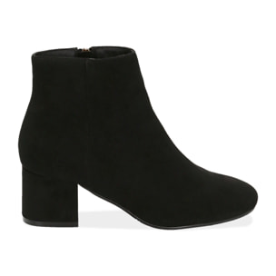 Ankle boots neri in microfibra, tacco 5,50 cm