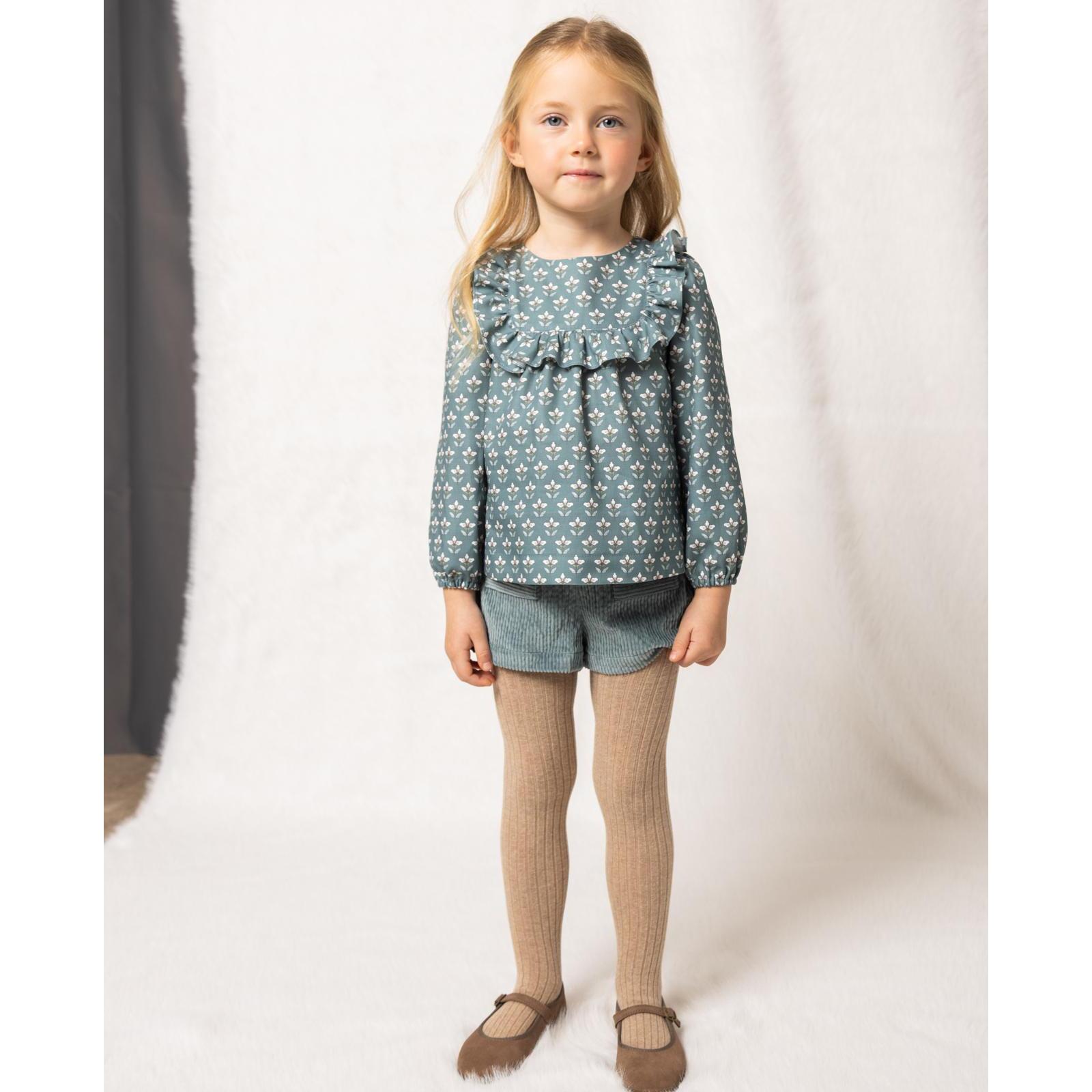 Camisa Verde De Viella Con Estampado Floral