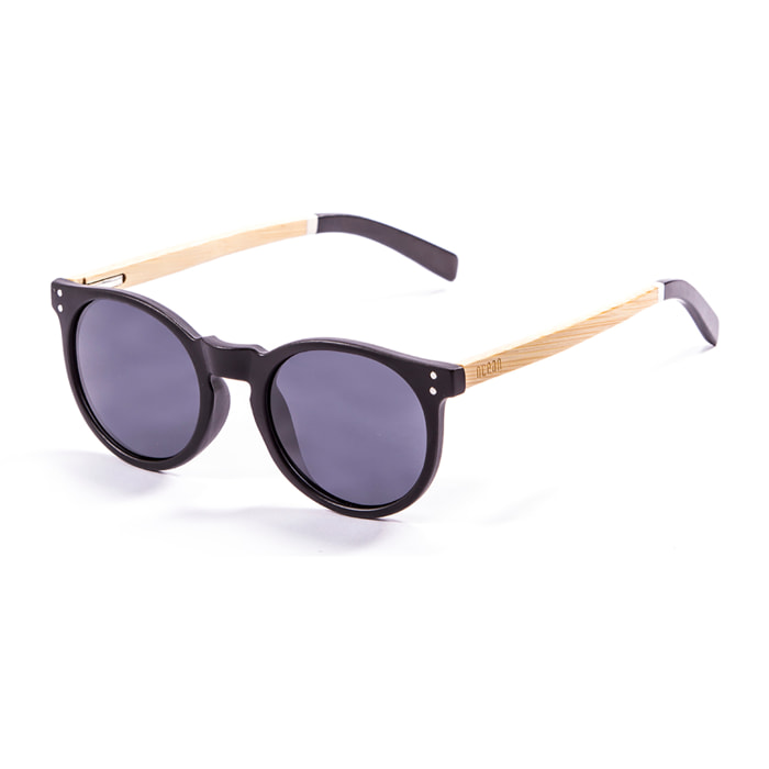 Gafas de sol OCEAN LIZARD WOOD - Estructura negro y patillas madera natural. blanco-negro / Ahumada