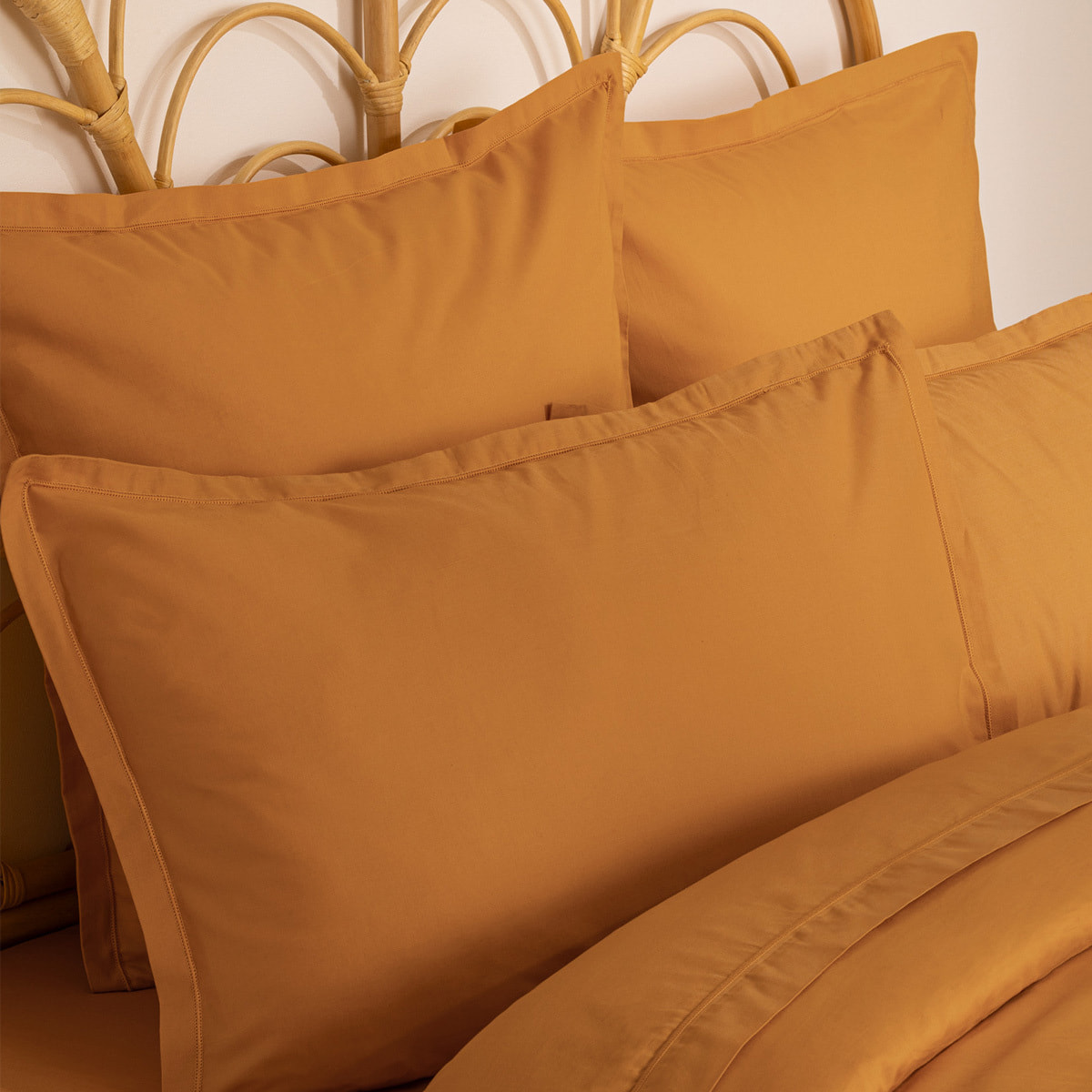 Taie d oreiller "Carina" coton 50x70cm jaune cumin