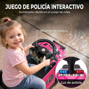 AIYAPLAY Coche Correpasillos de Policía para Niños de 18-36 Meses, Correpasillos con Luz, Música y Espacio de Almacenaje, 65x29,5x36 cm, Rosa