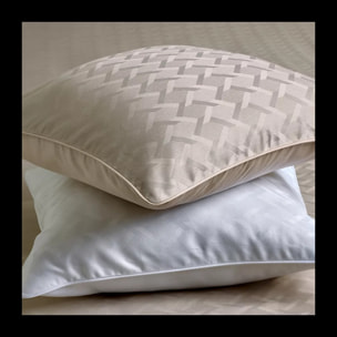 Taie d'oreiller satin de coton motif jacquard blanc Adagio blanc
