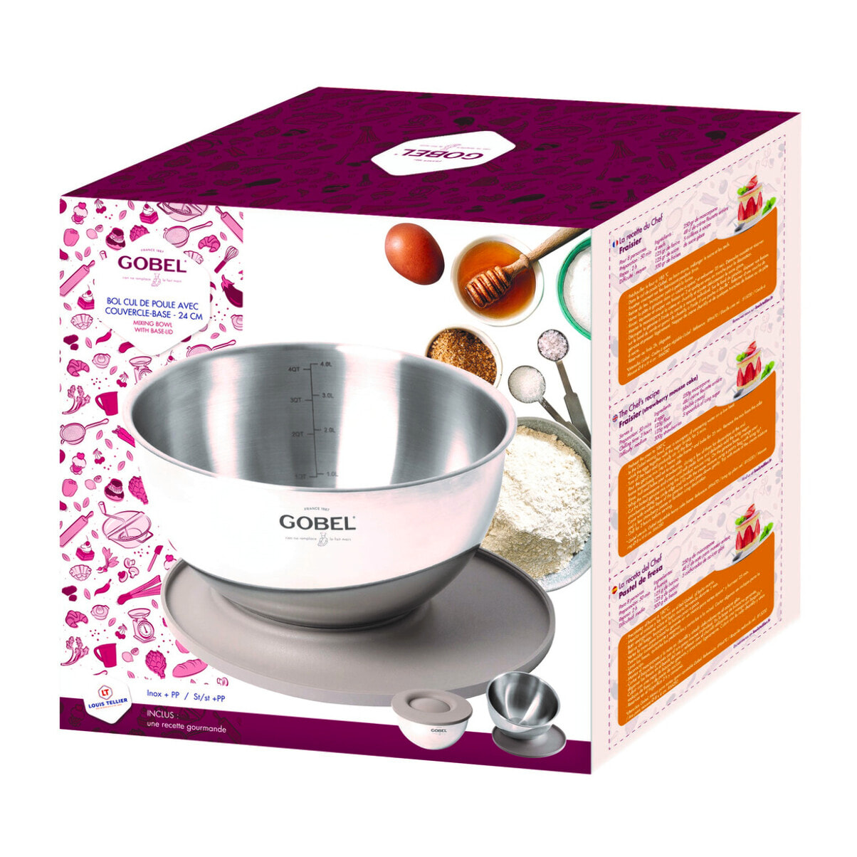 Cul de poule Gobel inox avec couvercle-base Ø 24 cm