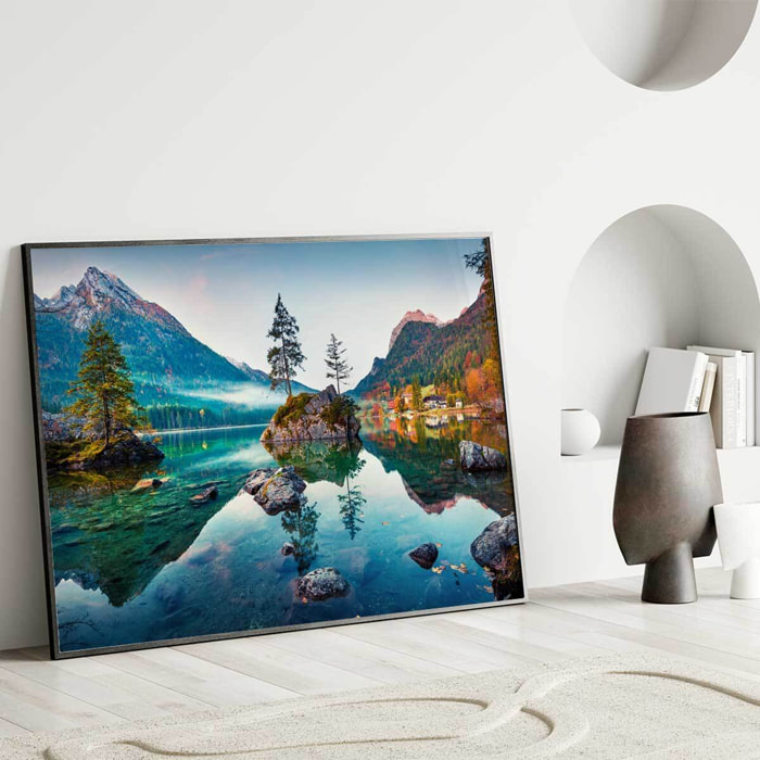 Affiche encadrée paysage de montagne Affiche + cadre en métal - Noir