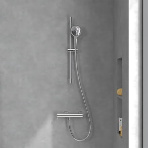 Mitigeur mécanique douche Loop & Friends Chrome + Ensemble de douche Verve Showers 3 jets Chrome