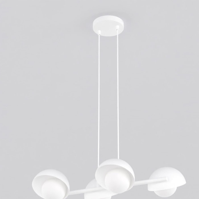 Lampada a sospensione BOOM a quattro luci in acciaio bianco opaco