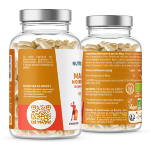 Nutri&Co Maca Noire BIO du Pérou Hautement Dosé 10:1 - Force, Énergie, Équilibre Hormonal - 120 Gélules Vegan