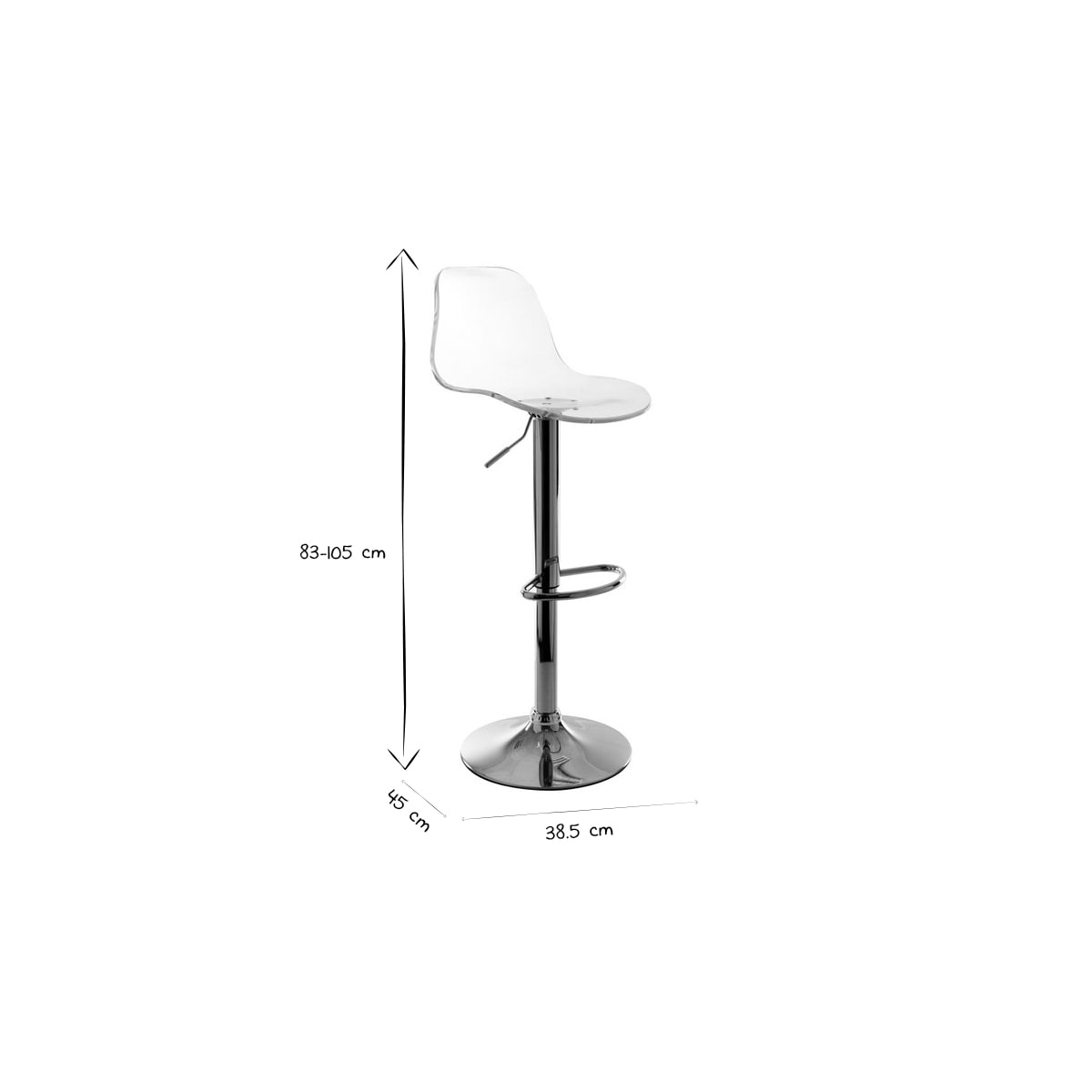 Tabourets de bar design réglables transparents (lot de 2) GALILEO