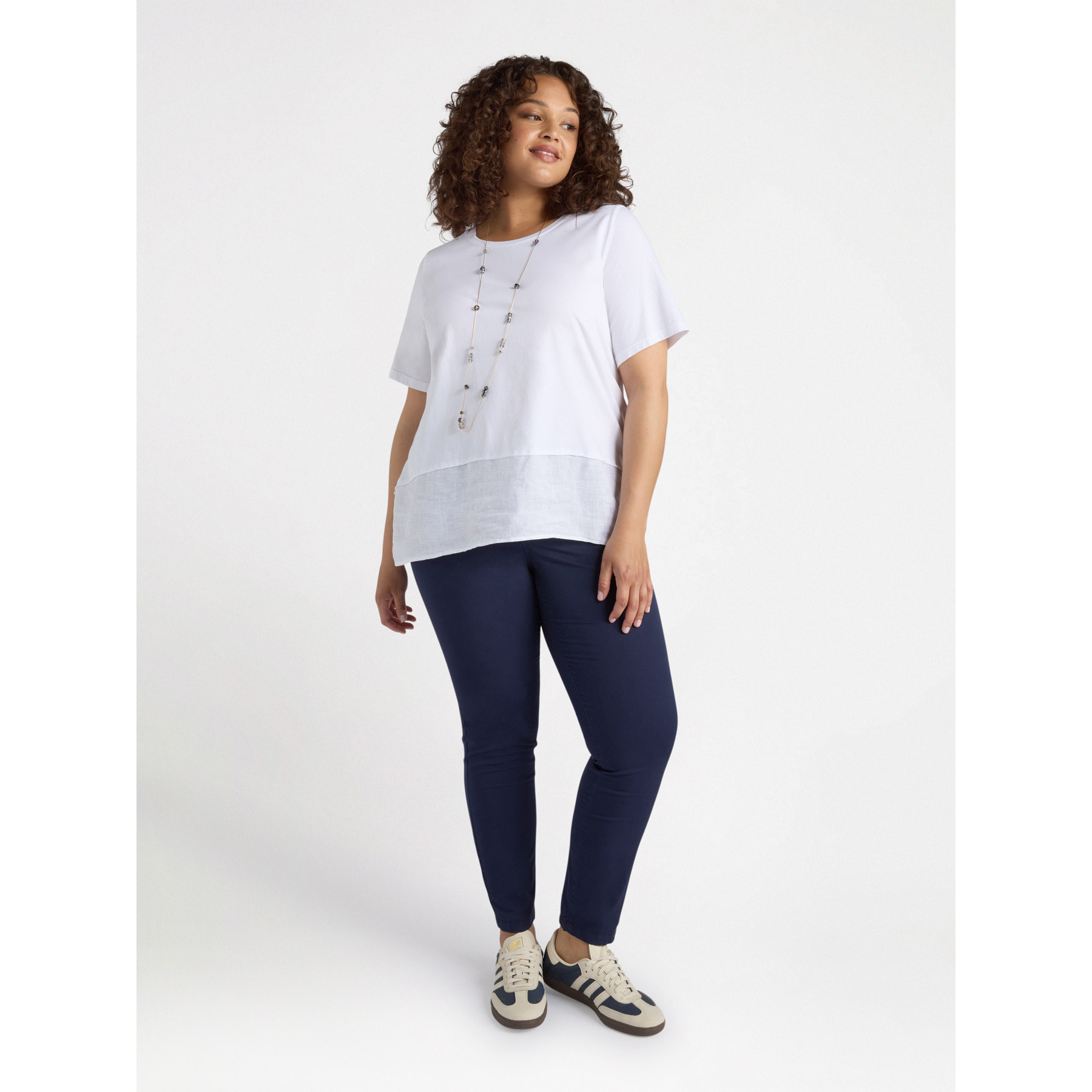 Fiorella Rubino - Camiseta boxy en dos tejidos - Blanco