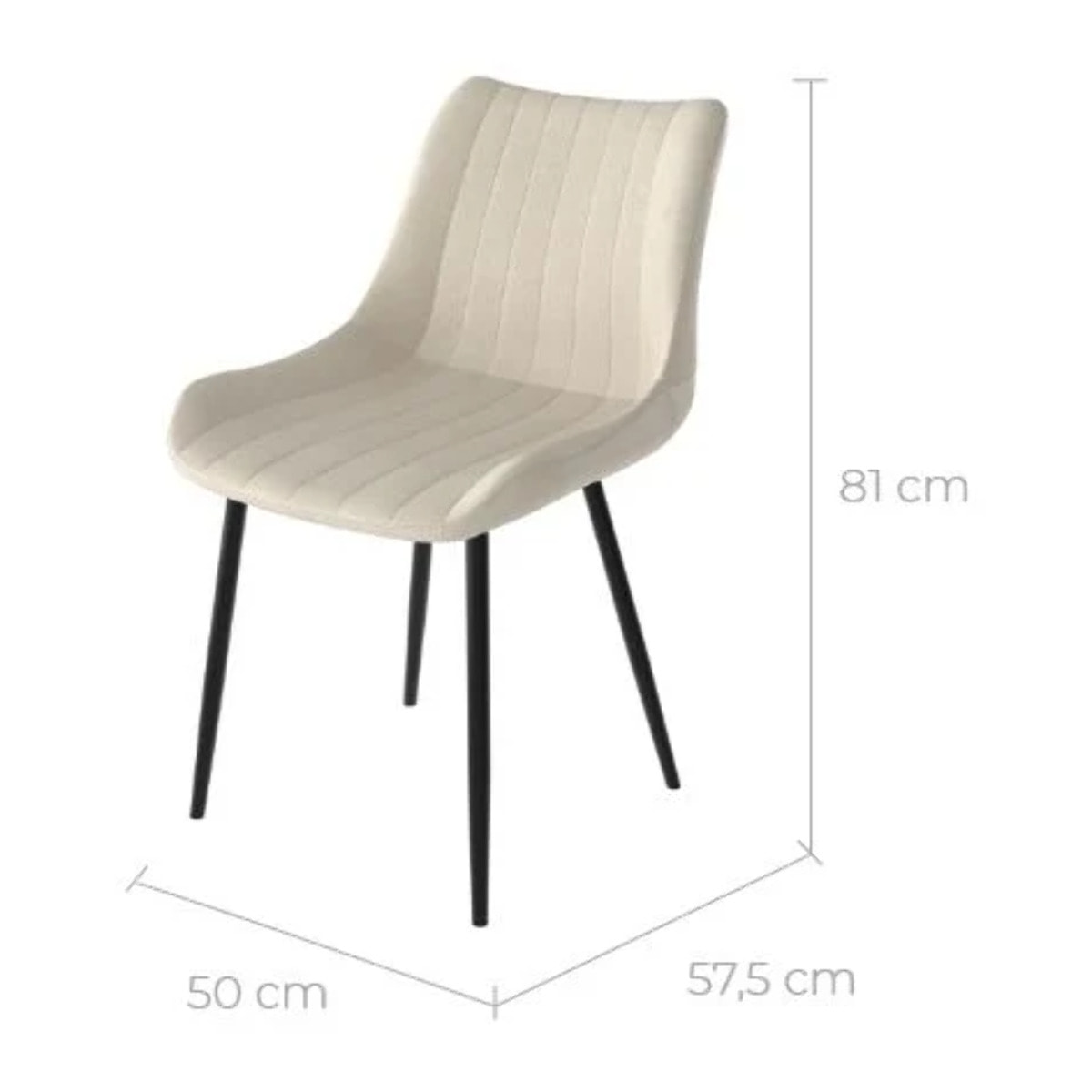 Lot de 2 chaises en tissu beige et métal noir - Killi