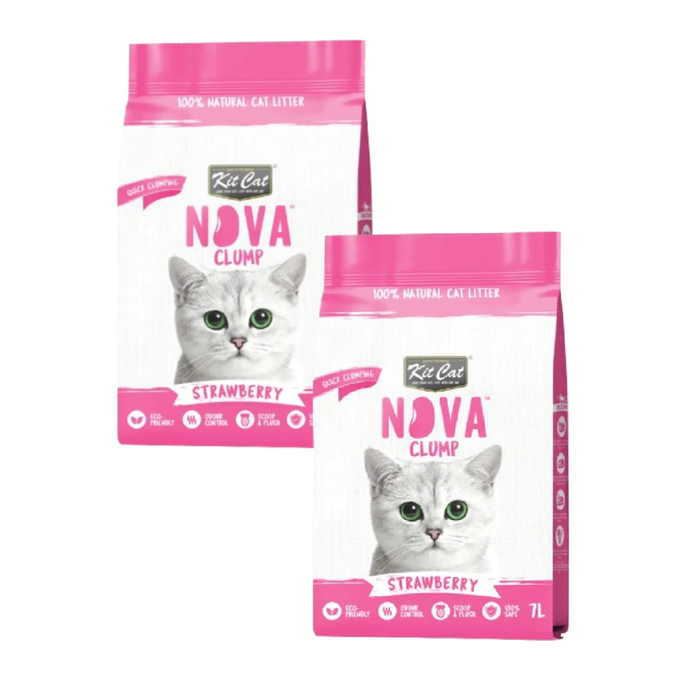 Pack 2x Kit Cat Arena Eco Nova Pack Ahorro - Strawberry 7 L Arena para gatos