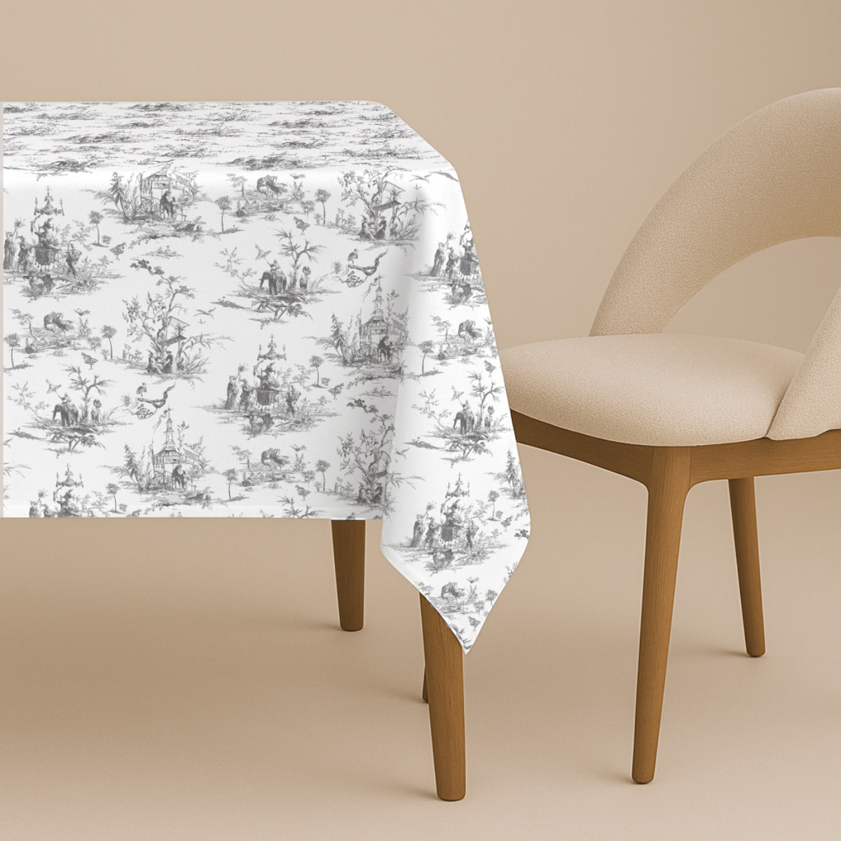 Naturals - Mantel de Tela Estampado - Antimanchas - 100% Algodón - Half panamá - Siam Black