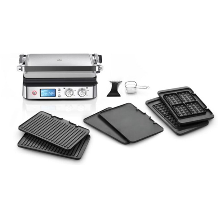 Grille-viande BRAUN CG9047 inox 3 jeux de plaques amovibles, 37x23 cm