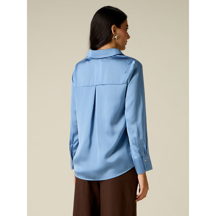 Oltre - Camicia in raso - Azzurro
