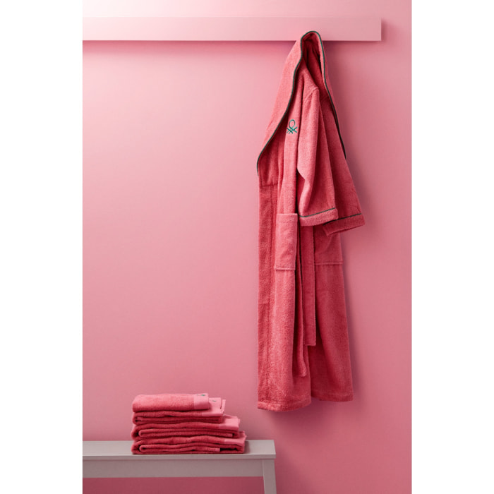 Albornoz 420gsm 100% algodon c/ logo bordado rosa core benetton