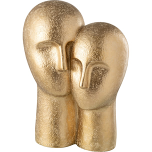 J-Line décoration Tête Couple - polyrésine - or