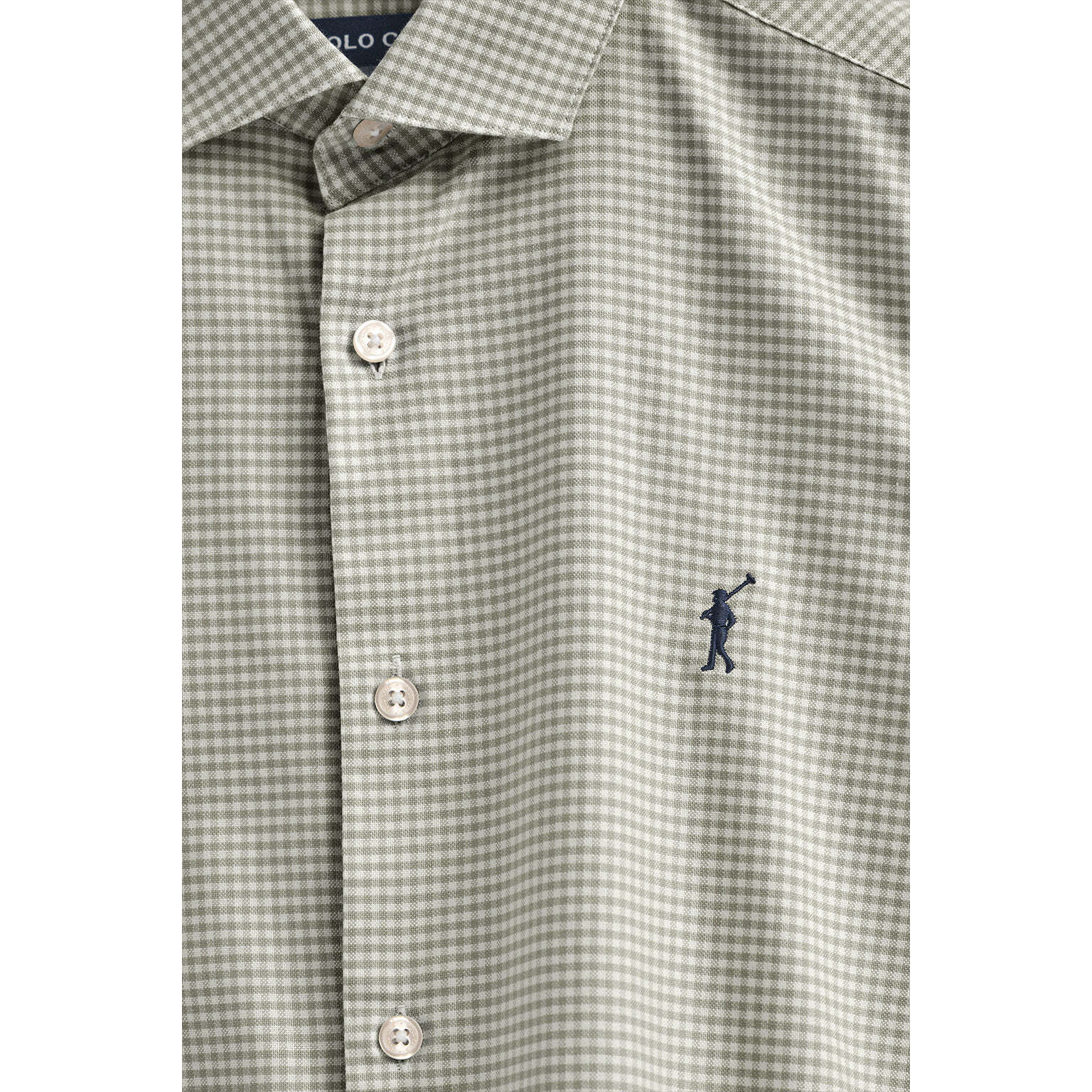 Camicia verde militare slim fit a quadri vichy con logo Rigby Go