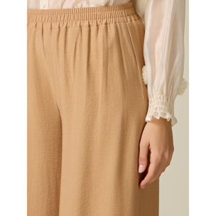 Oltre - Pantaloni palazzo misto viscosa - Beige
