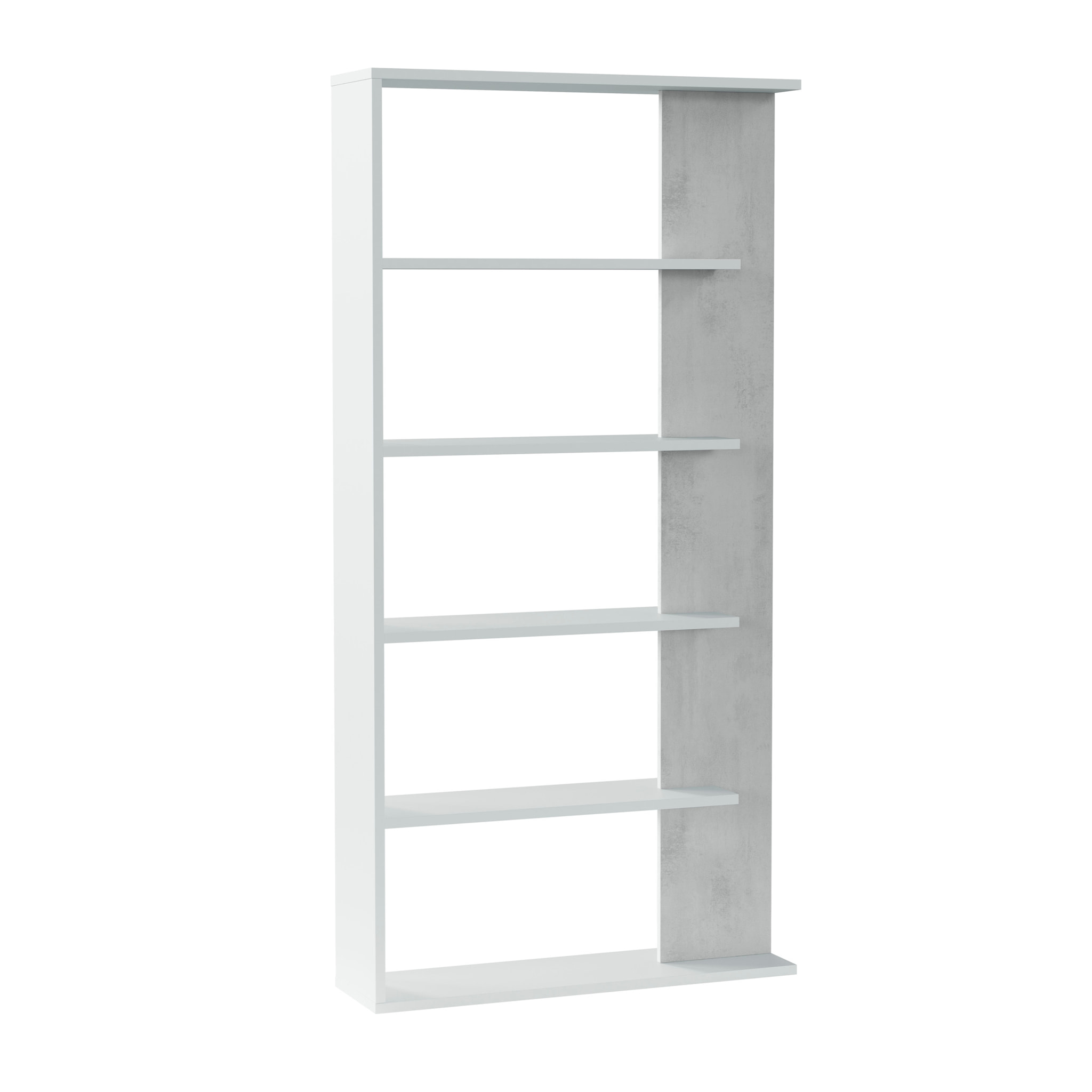 Libreria Santa Cruz Design Scaffale Mensola Moderna Mobile Per Libri Con Ripiani Per Soggiorno Salotto 180 x 90 x 25 cm Bianco e Grigio Cemento