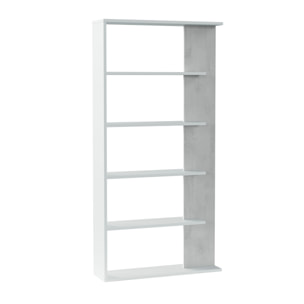 Libreria Santa Cruz Design Scaffale Mensola Moderna Mobile Per Libri Con Ripiani Per Soggiorno Salotto 180 x 90 x 25 cm Bianco e Grigio Cemento