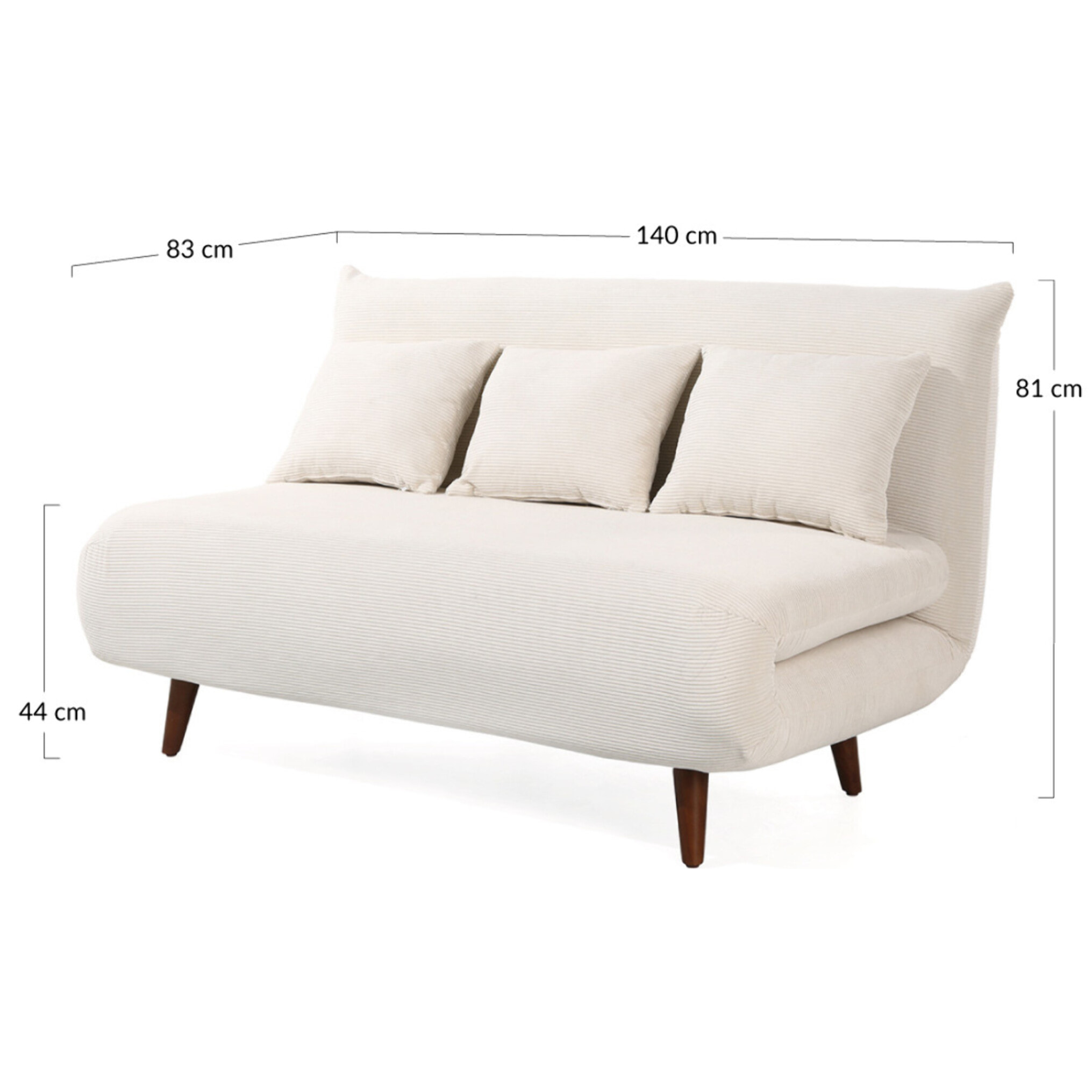 Lumi - Banquette convertible clic-clac 2 places en velours côtelé - Beige