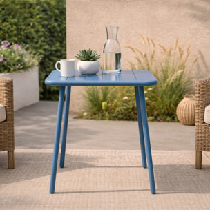 EVORA Table carrée 2 places 50x50cm bleu