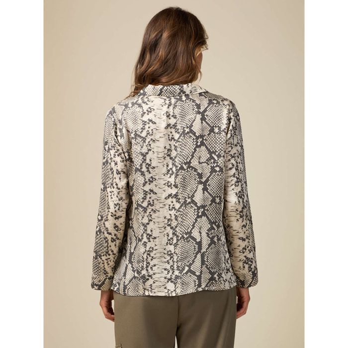 Oltre - Blusa con estampado reptil - Beige