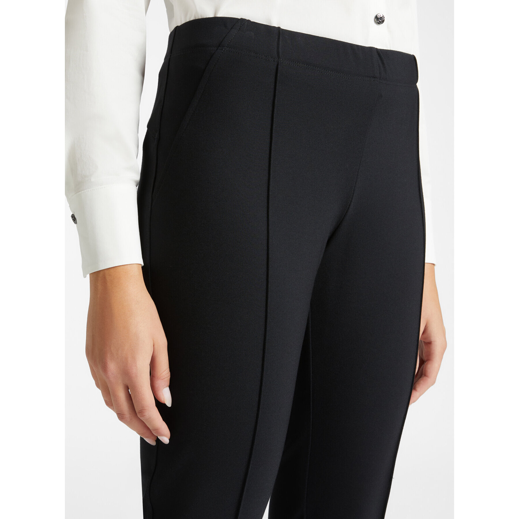Elena Mirò - Pantalones slim fit de punto milano - Negro