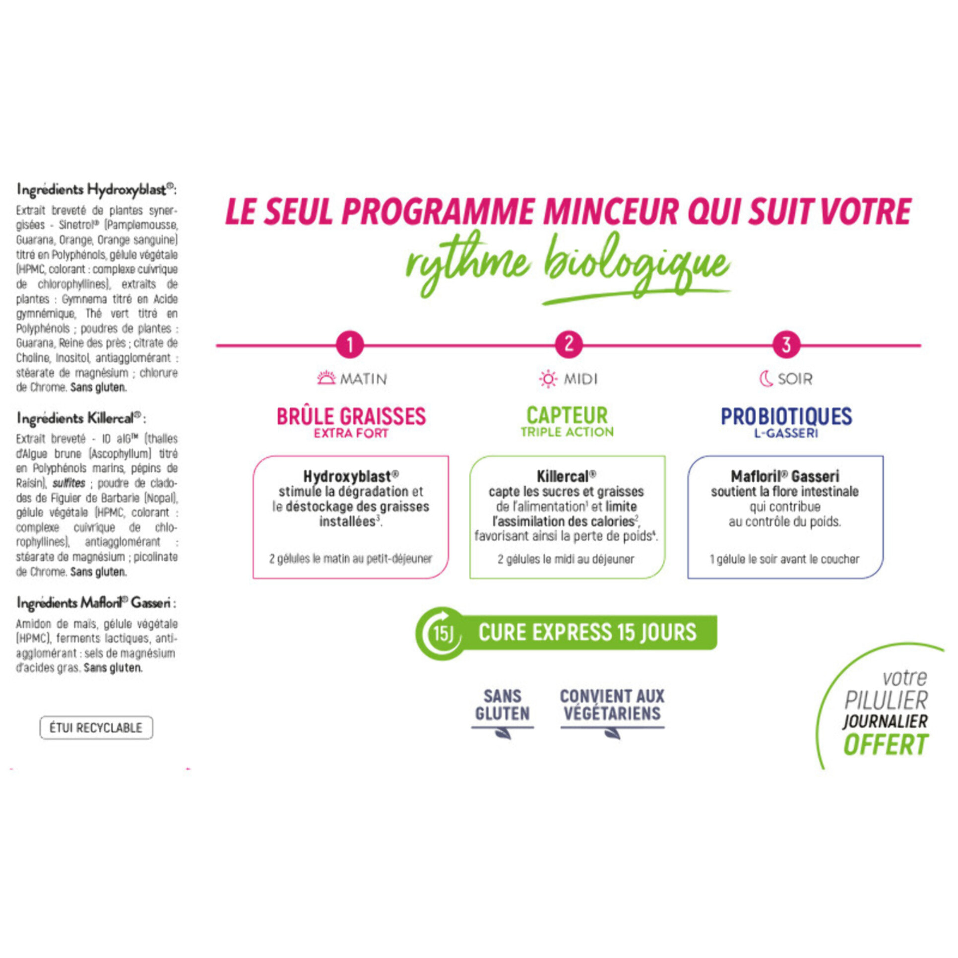 STC NUTRITION - Pack Minceur Totale - Cure Perte de Poids 3 en 1 - Brûle & Déstocke les graisses installées - Convient aux Vegan - Actifs Naturels - Sans Gluten - Pilulier offert - Lot de 3