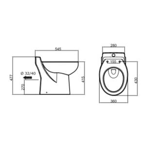 WC broyeur compact WATERMATIC W30SP avec abattant frein de chute