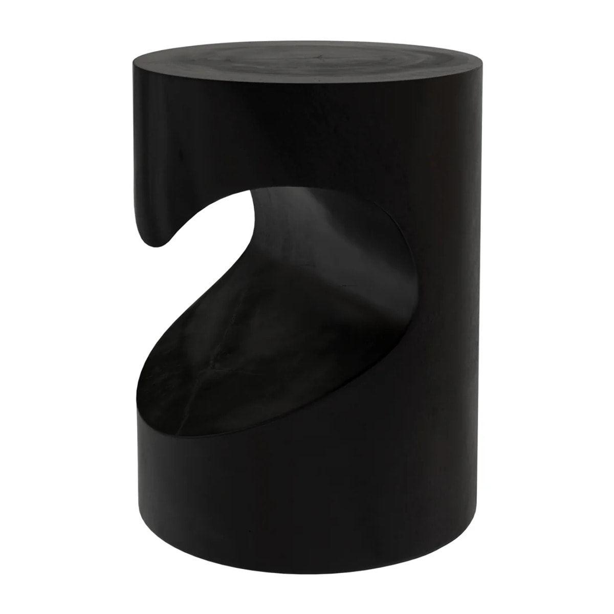 Table d'appoint noire en bois de suar D35 cm - Chowi