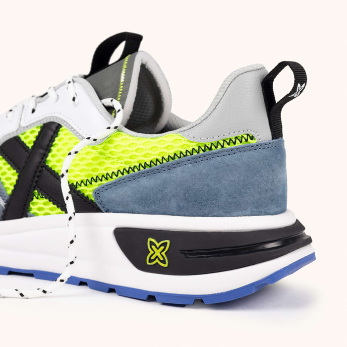 Sneakers Urbanas Retro-Running en Azul y Amarillo Flúor MUNICH FUTTURA 05